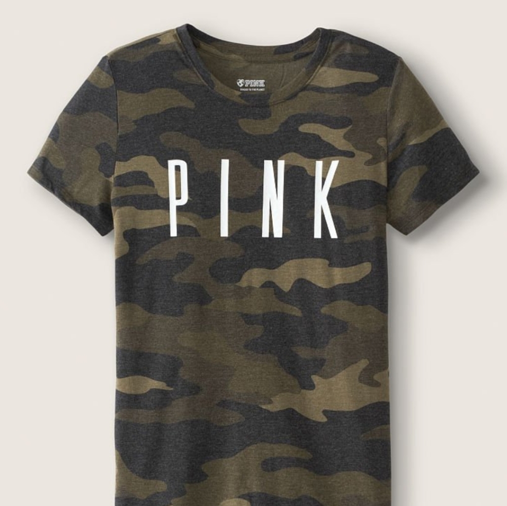 VS PINK Camo Everyday Crewneck Tee Sz: L - Picture 4 of 9